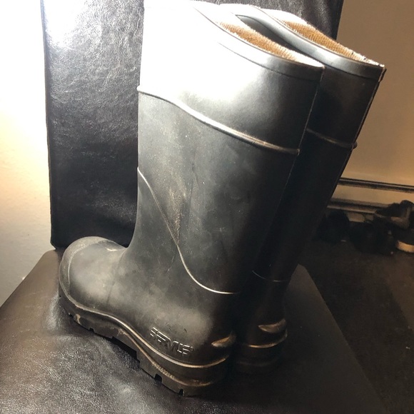 Servus Unisex’s Black Rubber Rain Boots / Men's Size 6/Women's Size 8 - Picture 6 of 10